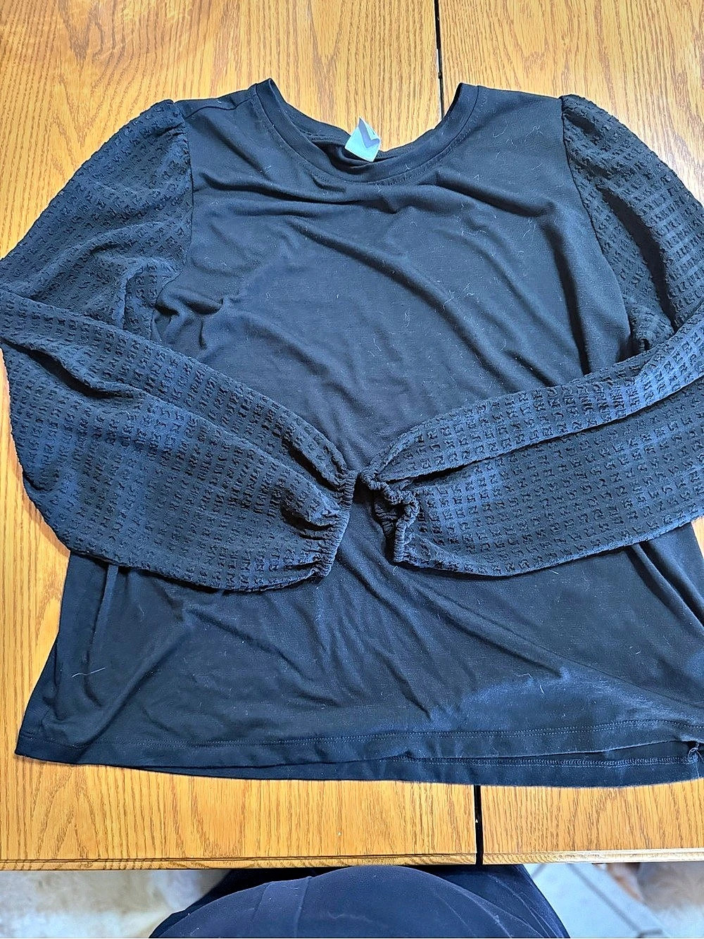 Melrose and Market Black Textured Sleeve Top Size XL